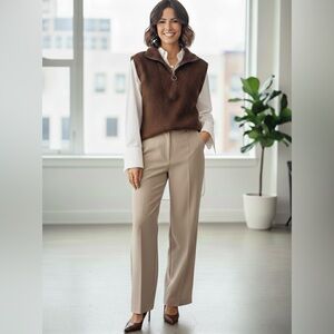 Noisy may Brown Zip Up Sweater Vest Size M